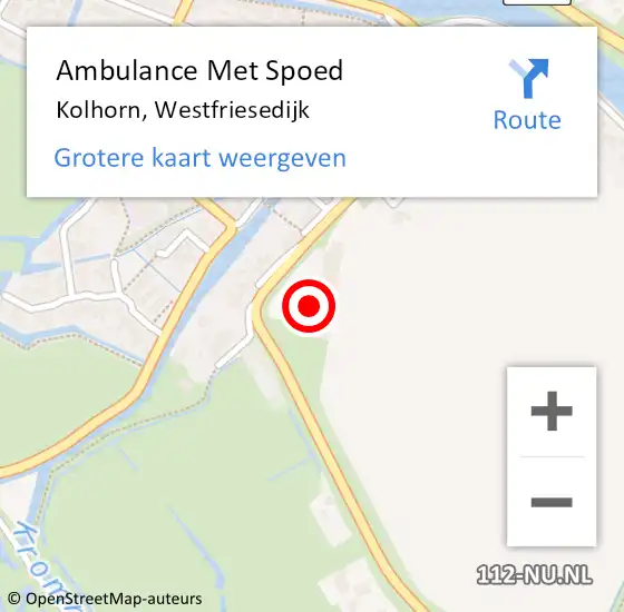 Locatie op kaart van de 112 melding: Ambulance Met Spoed Naar Kolhorn, Westfriesedijk op 29 juni 2024 00:21