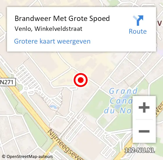 Locatie op kaart van de 112 melding: Brandweer Met Grote Spoed Naar Venlo, Winkelveldstraat op 29 juni 2024 00:57