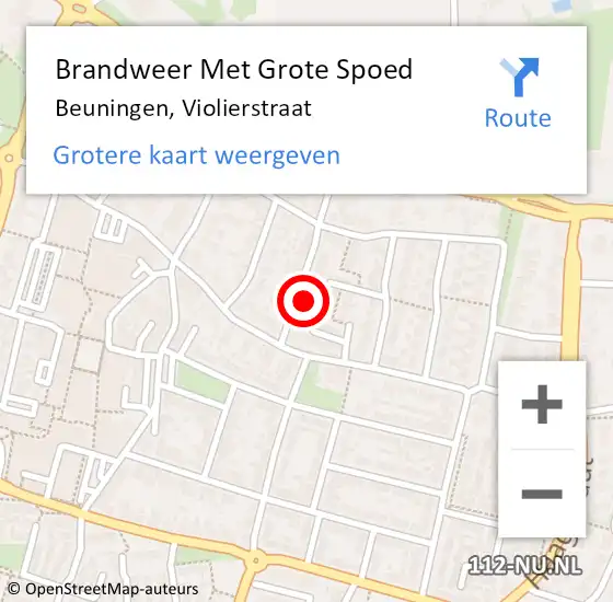 Locatie op kaart van de 112 melding: Brandweer Met Grote Spoed Naar Beuningen, Violierstraat op 29 juni 2024 00:58