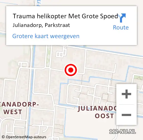 Locatie op kaart van de 112 melding: Trauma helikopter Met Grote Spoed Naar Julianadorp, Parkstraat op 29 juni 2024 01:00