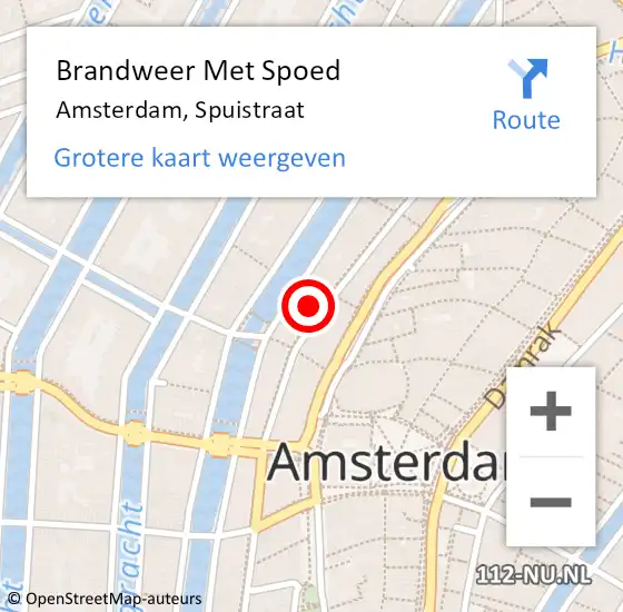 Locatie op kaart van de 112 melding: Brandweer Met Spoed Naar Amsterdam, Spuistraat op 29 juni 2024 01:07