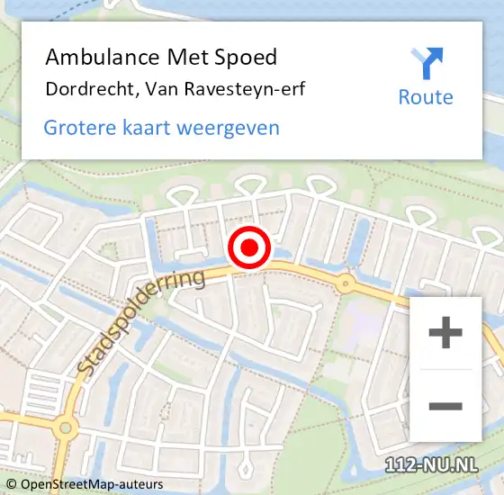 Locatie op kaart van de 112 melding: Ambulance Met Spoed Naar Dordrecht, Van Ravesteyn-erf op 29 juni 2024 01:08