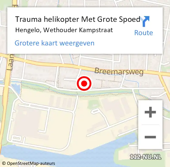 Locatie op kaart van de 112 melding: Trauma helikopter Met Grote Spoed Naar Hengelo, Wethouder Kampstraat op 29 juni 2024 01:09