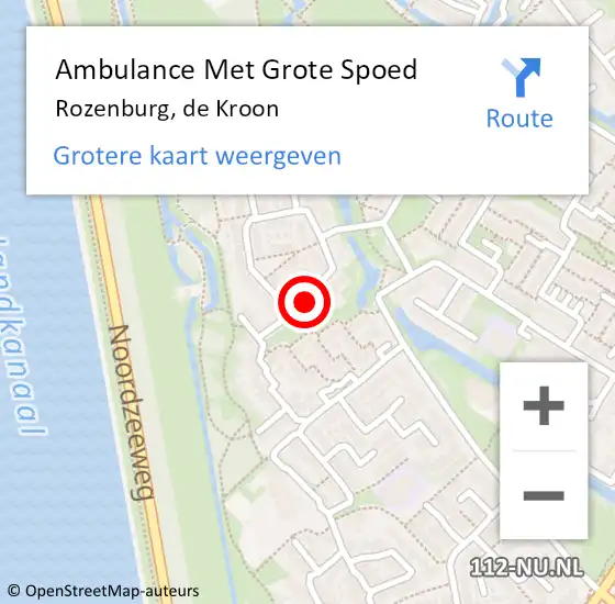 Locatie op kaart van de 112 melding: Ambulance Met Grote Spoed Naar Rozenburg, de Kroon op 29 juni 2024 01:44