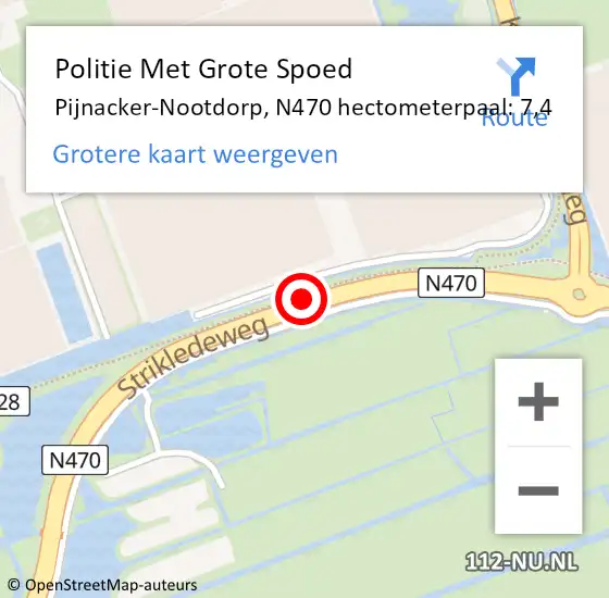Locatie op kaart van de 112 melding: Politie Met Grote Spoed Naar Pijnacker-Nootdorp, N470 hectometerpaal: 7,4 op 29 juni 2024 01:51