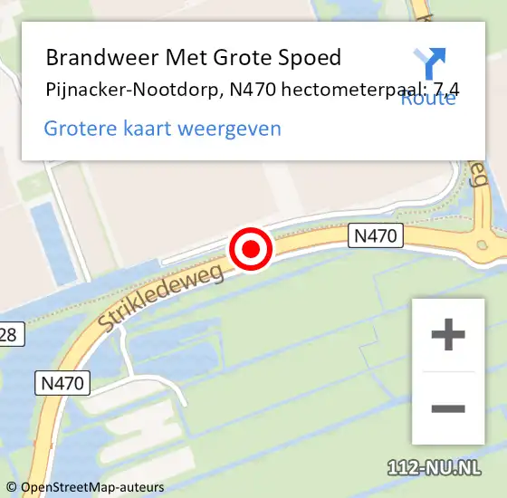 Locatie op kaart van de 112 melding: Brandweer Met Grote Spoed Naar Pijnacker-Nootdorp, N470 hectometerpaal: 7,4 op 29 juni 2024 01:52