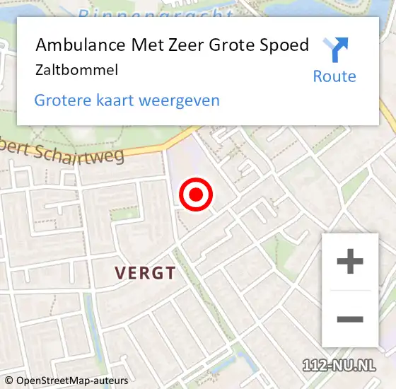 Locatie op kaart van de 112 melding: Ambulance Met Zeer Grote Spoed Naar Zaltbommel op 29 juni 2024 01:54