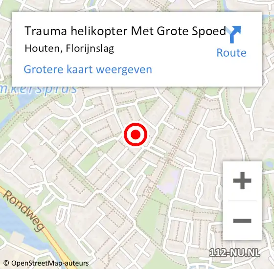 Locatie op kaart van de 112 melding: Trauma helikopter Met Grote Spoed Naar Houten, Florijnslag op 29 juni 2024 02:06