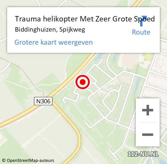 Locatie op kaart van de 112 melding: Trauma helikopter Met Zeer Grote Spoed Naar Biddinghuizen, Spijkweg op 29 juni 2024 02:09
