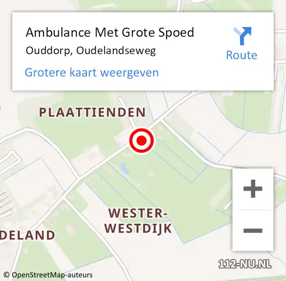 Locatie op kaart van de 112 melding: Ambulance Met Grote Spoed Naar Ouddorp, Oudelandseweg op 29 juni 2024 02:18