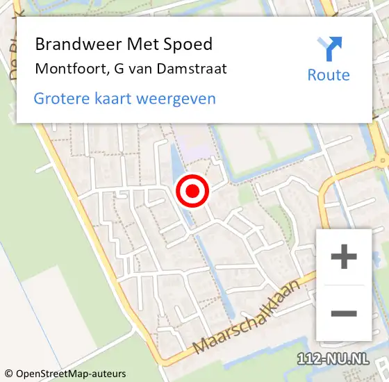 Locatie op kaart van de 112 melding: Brandweer Met Spoed Naar Montfoort, G van Damstraat op 29 juni 2024 03:08