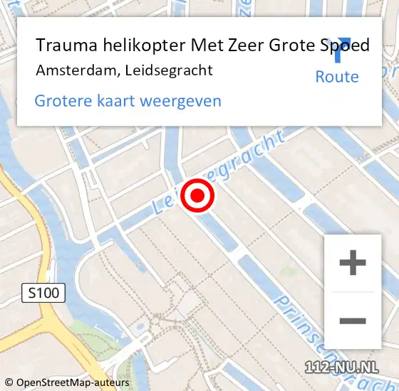 Locatie op kaart van de 112 melding: Trauma helikopter Met Zeer Grote Spoed Naar Amsterdam, Leidsegracht op 29 juni 2024 03:22