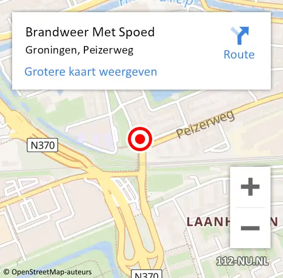 Locatie op kaart van de 112 melding: Brandweer Met Spoed Naar Groningen, Peizerweg op 29 juni 2024 03:49