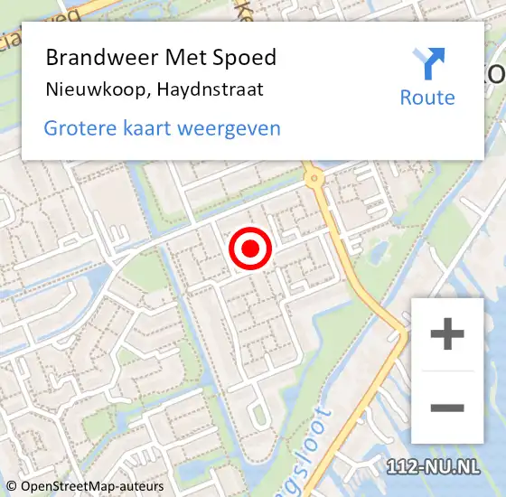 Locatie op kaart van de 112 melding: Brandweer Met Spoed Naar Nieuwkoop, Haydnstraat op 29 juni 2024 04:05