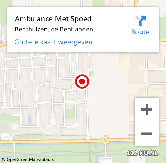 Locatie op kaart van de 112 melding: Ambulance Met Spoed Naar Benthuizen, de Bentlanden op 29 juni 2024 04:33