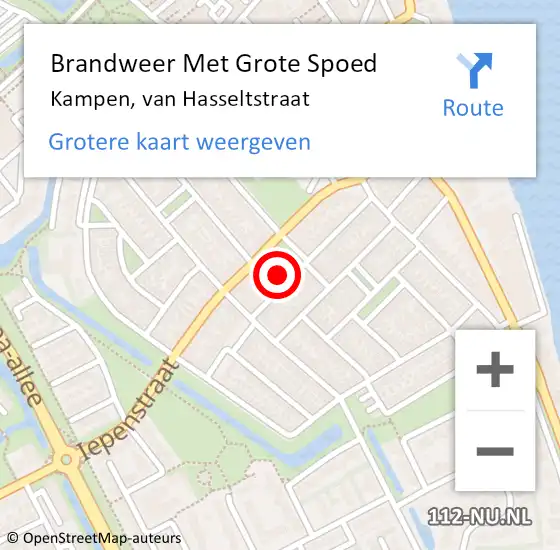 Locatie op kaart van de 112 melding: Brandweer Met Grote Spoed Naar Kampen, van Hasseltstraat op 29 juni 2024 04:47