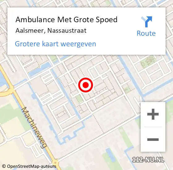 Locatie op kaart van de 112 melding: Ambulance Met Grote Spoed Naar Aalsmeer, Nassaustraat op 29 juni 2024 04:51