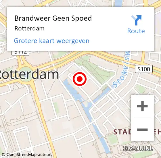 Locatie op kaart van de 112 melding: Brandweer Geen Spoed Naar Rotterdam op 29 juni 2024 05:03