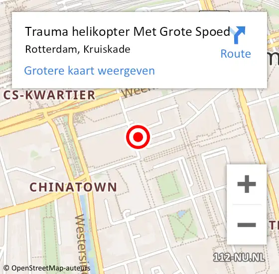 Locatie op kaart van de 112 melding: Trauma helikopter Met Grote Spoed Naar Rotterdam, Kruiskade op 29 juni 2024 05:16