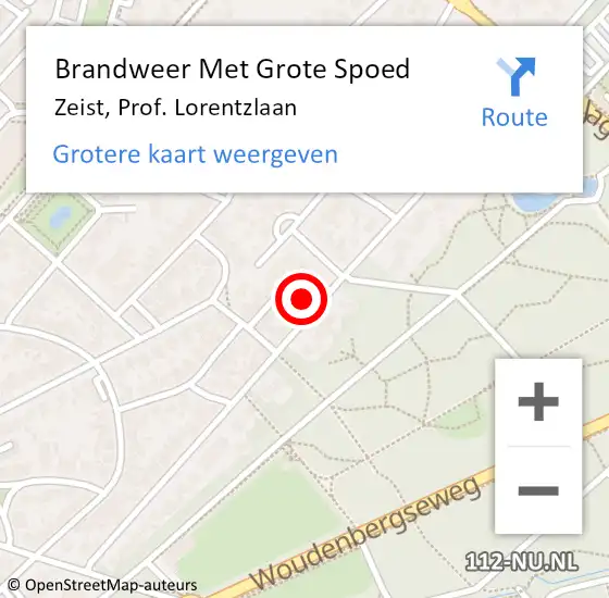 Locatie op kaart van de 112 melding: Brandweer Met Grote Spoed Naar Zeist, Prof. Lorentzlaan op 29 juni 2024 05:24