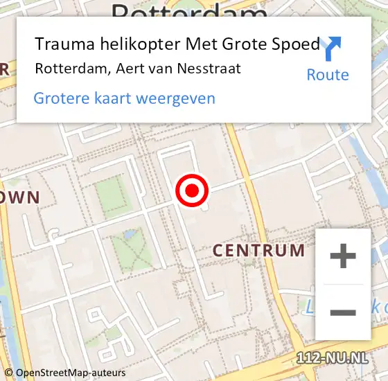 Locatie op kaart van de 112 melding: Trauma helikopter Met Grote Spoed Naar Rotterdam, Aert van Nesstraat op 29 juni 2024 05:25