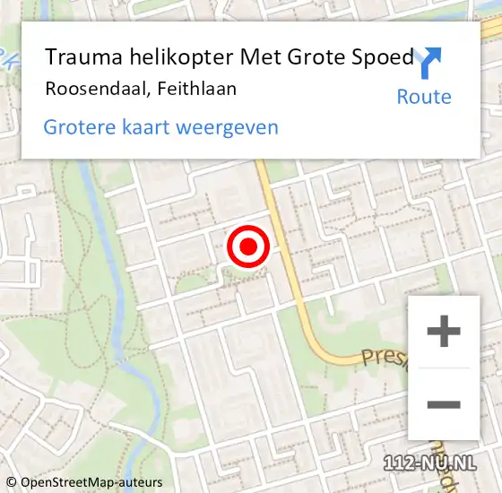 Locatie op kaart van de 112 melding: Trauma helikopter Met Grote Spoed Naar Roosendaal, Feithlaan op 29 juni 2024 05:54