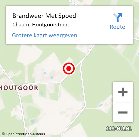 Locatie op kaart van de 112 melding: Brandweer Met Spoed Naar Chaam, Houtgoorstraat op 29 juni 2024 05:57