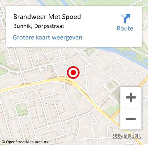 Locatie op kaart van de 112 melding: Brandweer Met Spoed Naar Bunnik, Dorpsstraat op 29 juni 2024 08:07