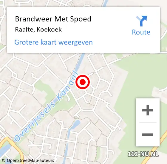 Locatie op kaart van de 112 melding: Brandweer Met Spoed Naar Raalte, Koekoek op 29 juni 2024 08:10