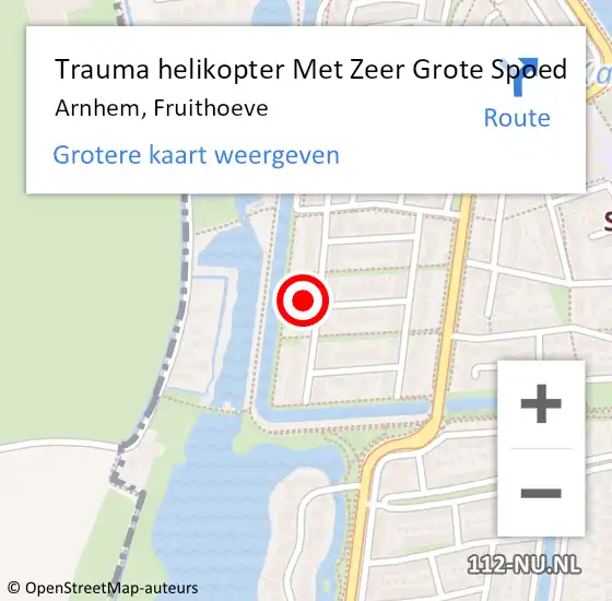 Locatie op kaart van de 112 melding: Trauma helikopter Met Zeer Grote Spoed Naar Arnhem, Fruithoeve op 29 juni 2024 08:18