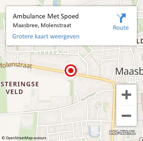 Locatie op kaart van de 112 melding: Ambulance Met Spoed Naar Maasbree, Molenstraat op 11 oktober 2014 07:41