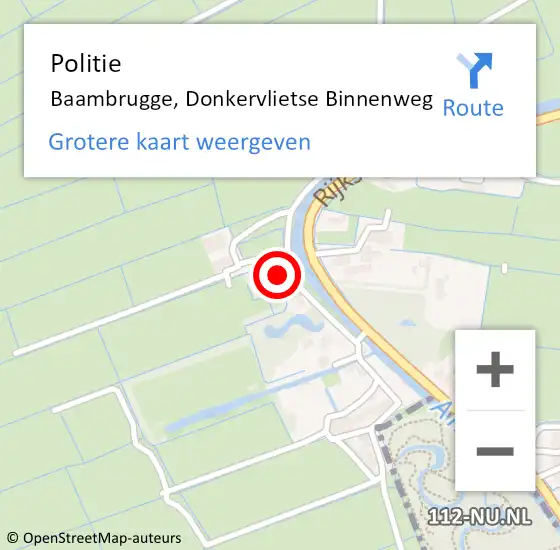 Locatie op kaart van de 112 melding: Politie Baambrugge, Donkervlietse Binnenweg op 29 juni 2024 08:29