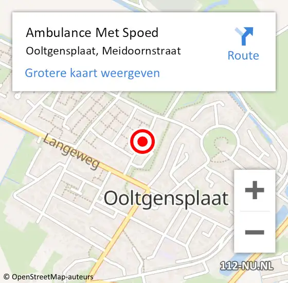 Locatie op kaart van de 112 melding: Ambulance Met Spoed Naar Ooltgensplaat, Meidoornstraat op 29 juni 2024 08:30