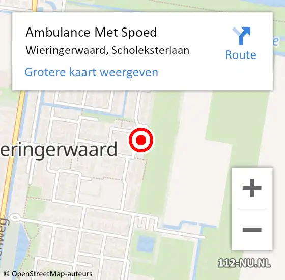 Locatie op kaart van de 112 melding: Ambulance Met Spoed Naar Wieringerwaard, Scholeksterlaan op 29 juni 2024 09:03