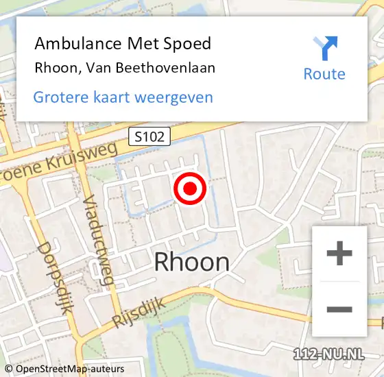 Locatie op kaart van de 112 melding: Ambulance Met Spoed Naar Rhoon, Van Beethovenlaan op 29 juni 2024 09:10