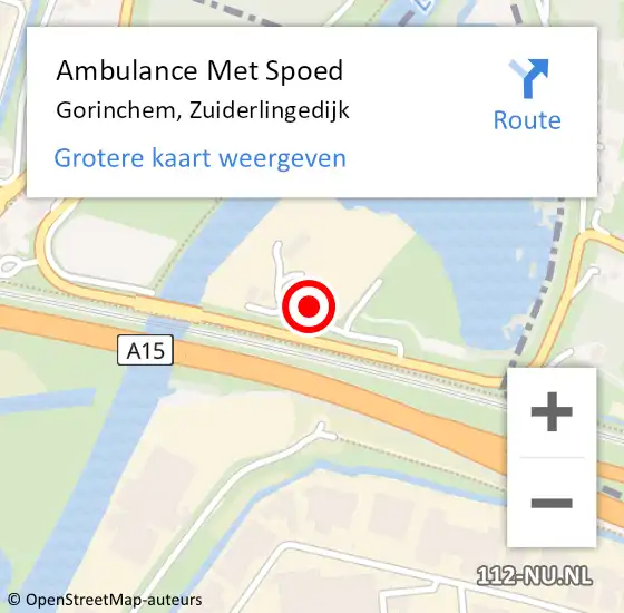 Locatie op kaart van de 112 melding: Ambulance Met Spoed Naar Gorinchem, Zuiderlingedijk op 29 juni 2024 09:23