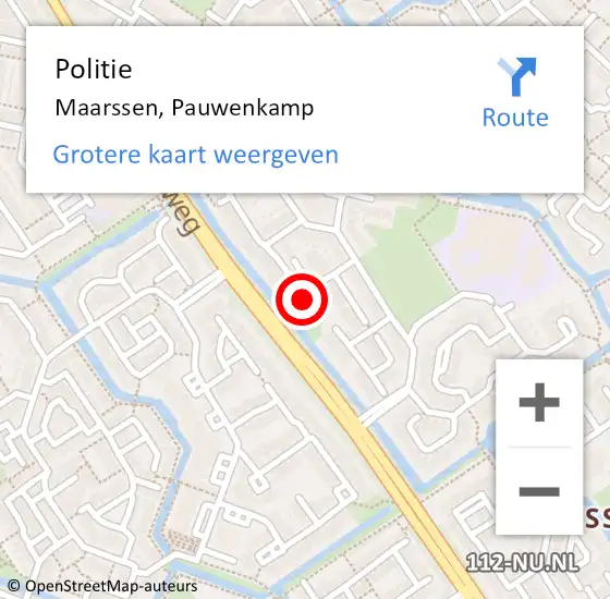 Locatie op kaart van de 112 melding: Politie Maarssen, Pauwenkamp op 29 juni 2024 09:27