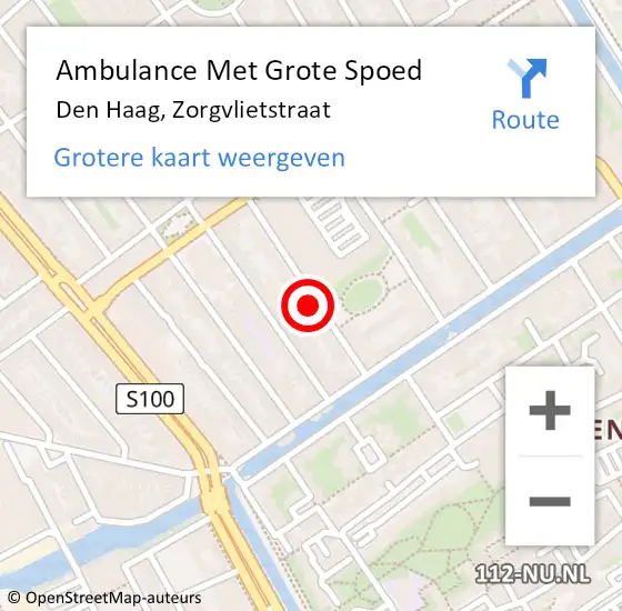 Locatie op kaart van de 112 melding: Ambulance Met Grote Spoed Naar Den Haag, Zorgvlietstraat op 29 juni 2024 09:34