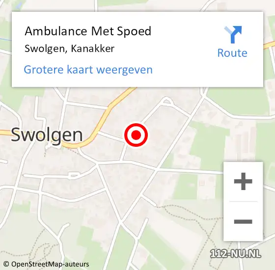 Locatie op kaart van de 112 melding: Ambulance Met Spoed Naar Swolgen, Kanakker op 11 oktober 2014 07:57