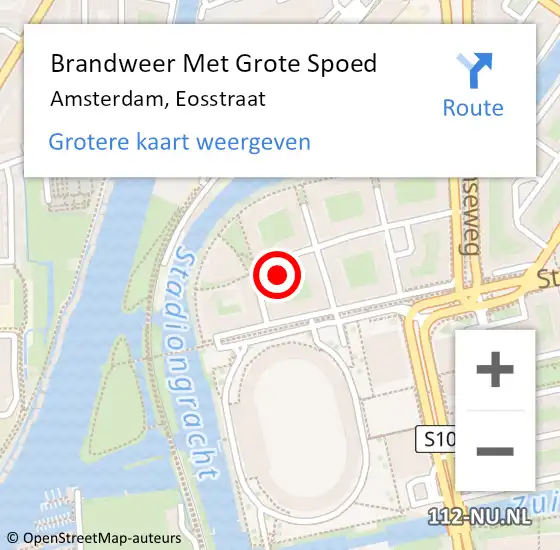 Locatie op kaart van de 112 melding: Brandweer Met Grote Spoed Naar Amsterdam, Eosstraat op 29 juni 2024 09:51
