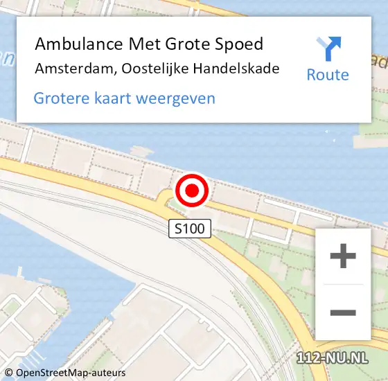 Locatie op kaart van de 112 melding: Ambulance Met Grote Spoed Naar Amsterdam, Oostelijke Handelskade op 29 juni 2024 10:11