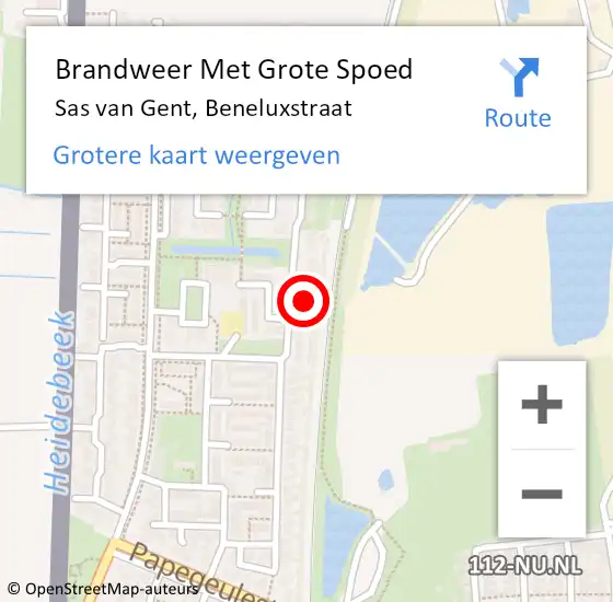 Locatie op kaart van de 112 melding: Brandweer Met Grote Spoed Naar Sas van Gent, Beneluxstraat op 29 juni 2024 10:16