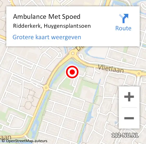 Locatie op kaart van de 112 melding: Ambulance Met Spoed Naar Ridderkerk, Huygensplantsoen op 29 juni 2024 10:27