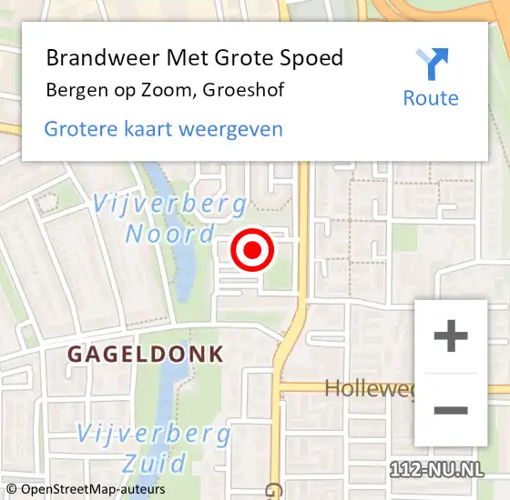 Locatie op kaart van de 112 melding: Brandweer Met Grote Spoed Naar Bergen op Zoom, Groeshof op 29 juni 2024 10:31