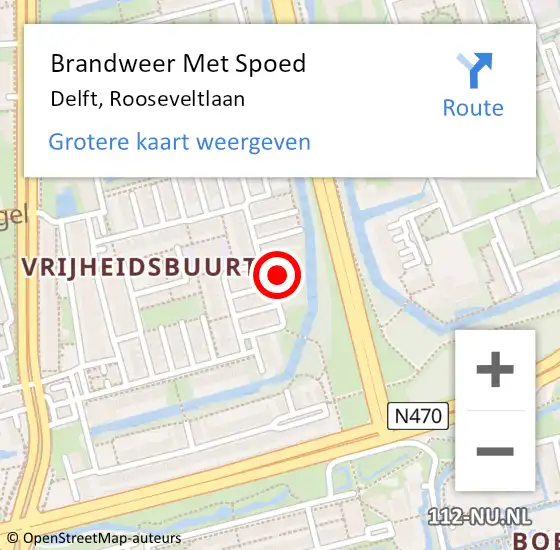 Locatie op kaart van de 112 melding: Brandweer Met Spoed Naar Delft, Rooseveltlaan op 29 juni 2024 10:35