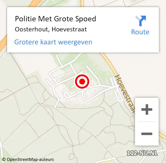 Locatie op kaart van de 112 melding: Politie Met Grote Spoed Naar Oosterhout, Hoevestraat op 29 juni 2024 10:43