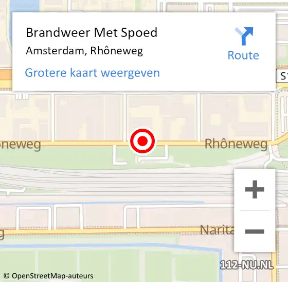 Locatie op kaart van de 112 melding: Brandweer Met Spoed Naar Amsterdam, Rhôneweg op 29 juni 2024 10:44