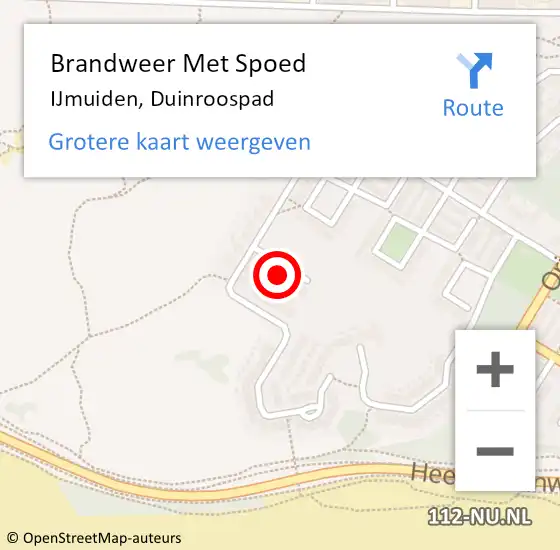 Locatie op kaart van de 112 melding: Brandweer Met Spoed Naar IJmuiden, Duinroospad op 29 juni 2024 11:00