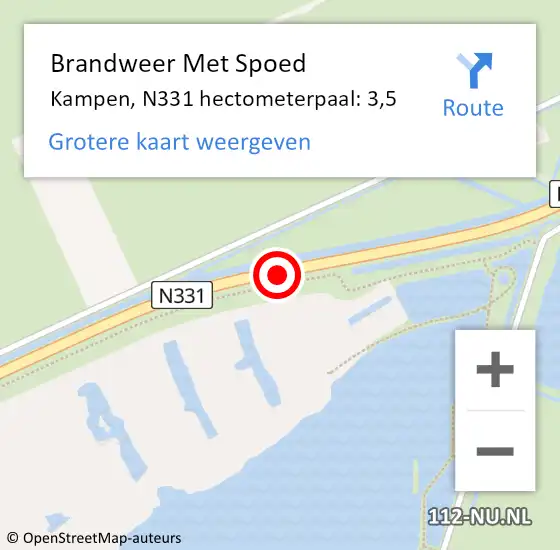 Locatie op kaart van de 112 melding: Brandweer Met Spoed Naar Kampen, N331 hectometerpaal: 3,5 op 29 juni 2024 11:14