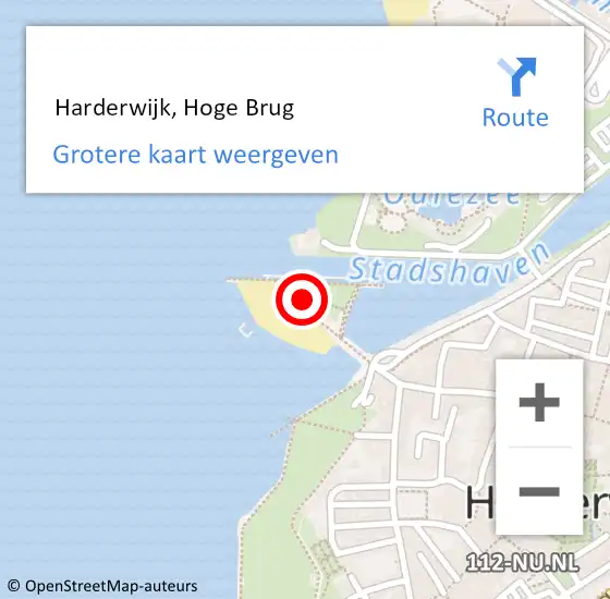 Locatie op kaart van de 112 melding:  Harderwijk, Hoge Brug op 29 juni 2024 11:16